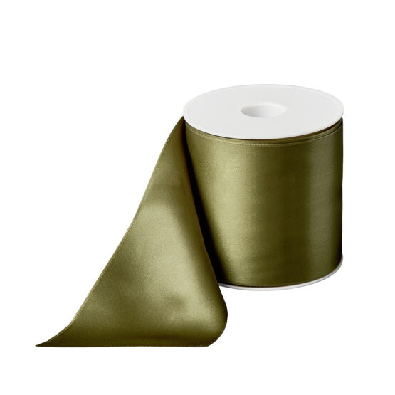Premium-Satinband extra breit, olivgrün, 100 mm breit - satinband, premium-qualitat, tischbaender, dauersortiment