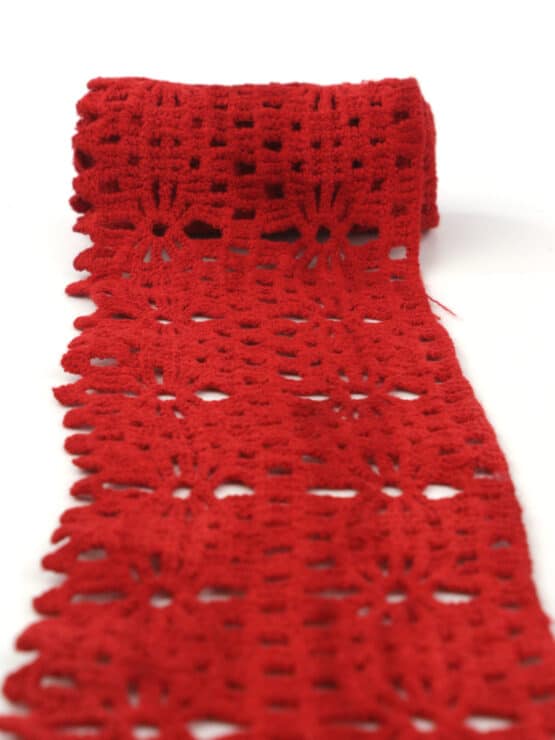 Häkeltischband, rot, 10 cm breit, 130 cm lang - tischbaender