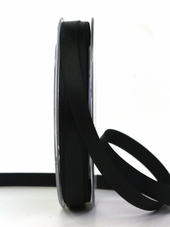 Satinband , schwarz, 10 mm breit, 25 m Rolle - trauerbaender