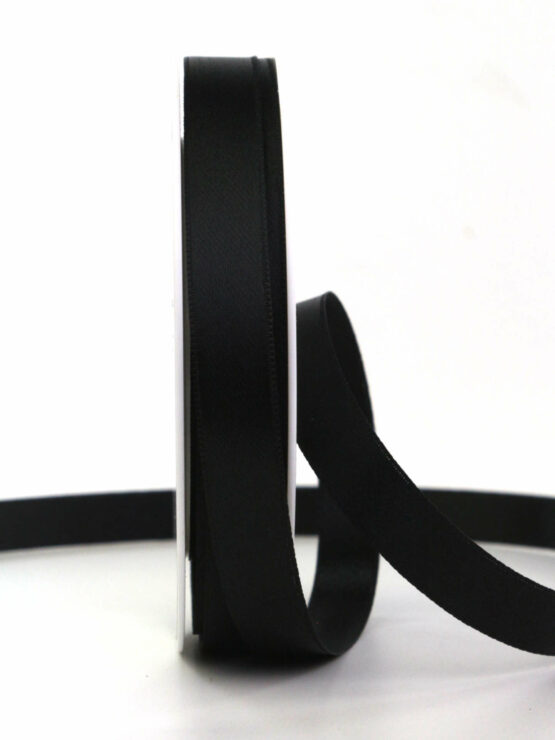 Satinband , schwarz, 15 mm breit, 25 m Rolle - trauerbaender