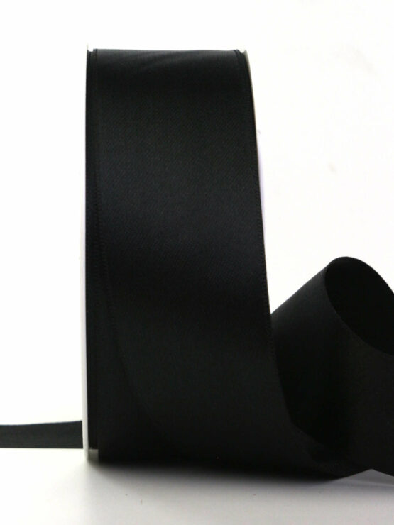 Satinband , schwarz, 40 mm breit, 25 m Rolle - trauerbaender
