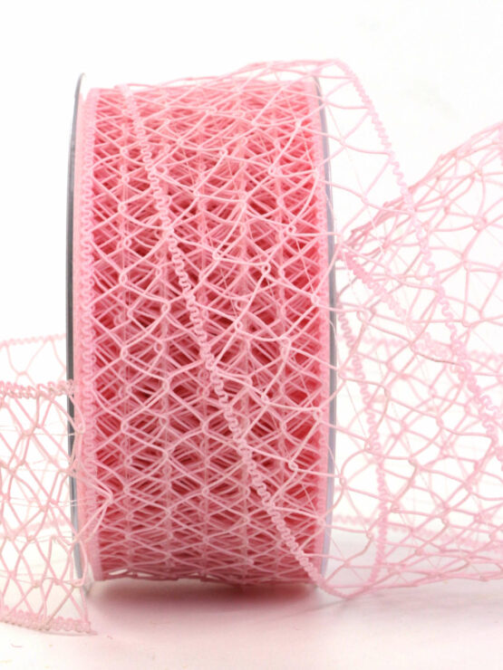 Klassisches Gitterband, outdoor, rosa, 50 mm breit, 20 m Rolle - netzbaender, dekobaender, geschenkbaender
