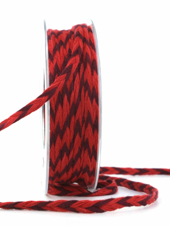 Zweifarbige Flechtkordel, rot, 7 mm breit - kordeln-andere-baender, dekobaender, andere-baender