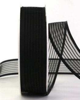 Gestreifter Trauerflor, schwarz, 25 mm breit, 25 m Rolle