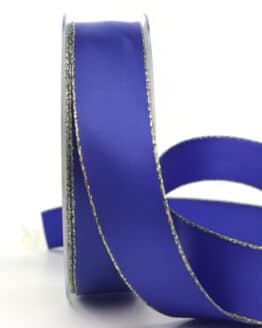 Satinband mit Goldkante, königsblau, 25 mm breit - weihnachtsband, satinband, satinband-goldkante