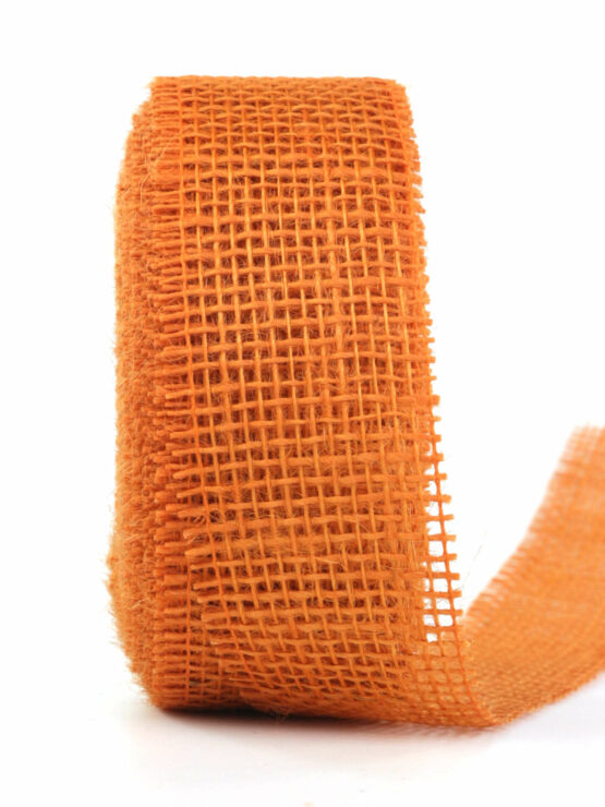 Juteband, orange, 50 mm breit - jutebaender-und-jute-tischlaeufer, eco-baender, geschenkband-dauersortiment-geschenkbaender, andere-baender, geschenkbaender