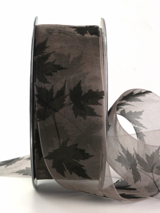 Trauerflor Laub, grau, 40 mm breit, 20 m Rolle - trauerbaender
