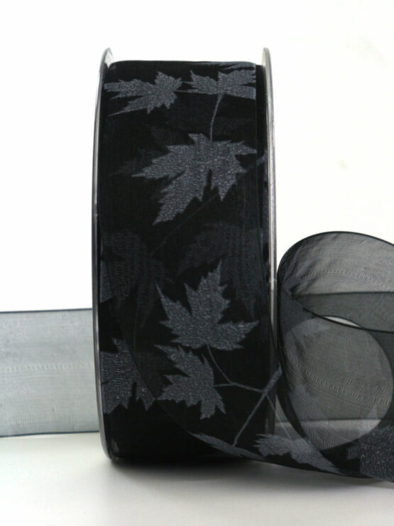Trauerflor Laub, schwarz, 40 mm breit, 20 m Rolle - trauerbaender