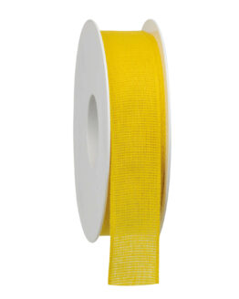 Taftband aus Baumwolle, gelb, 25 mm breit - biologisch-abbaubar, kompostierbare-geschenkbaender, eco-baender, einfarbige-geschenkbaender, geschenkbaender