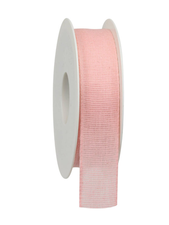 Taftband aus Baumwolle, rosa, 25 mm breit - biologisch-abbaubar, kompostierbare-geschenkbaender, eco-baender, einfarbige-geschenkbaender, geschenkbaender
