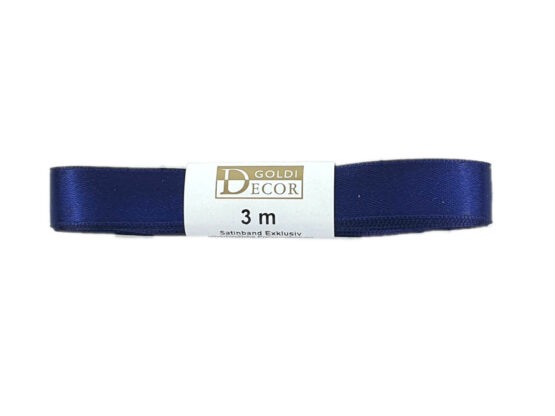 Premium-Satinband, marineblau, 15 mm breit, 3 m Strängchen - satinband, premium-qualitat, satinbaender, dauersortiment
