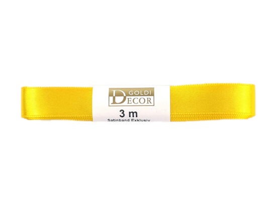 Premium-Satinband, gelb, 15 mm breit, 3 m Strängchen - satinbaender, dauersortiment, satinband, premium-qualitat
