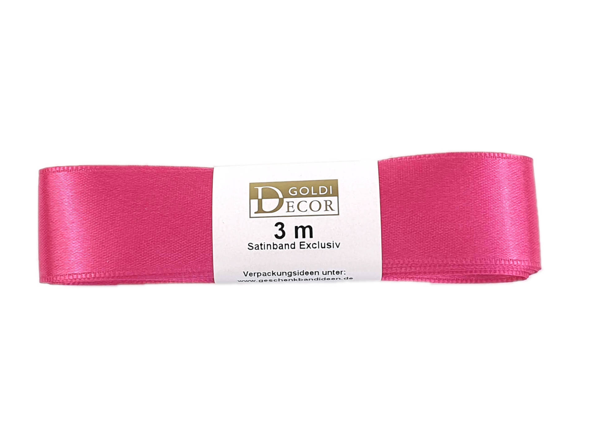 Premium-Satinband, pink, 25 mm breit, 3 m Strängchen - satinbaender, dauersortiment, satinband, premium-qualitat