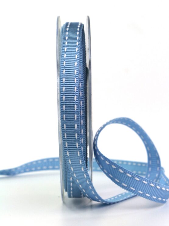 Stichband, hellblau, 10 mm breit - geschenkband-gemustert, geschenkbaender