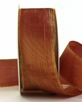Metalic Ripsband, rot/gold, 40 mm breit, 25 m Rolle - weihnachtsband, gold-silber, geschenkband-weihnachten-dauersortiment, geschenkband-weihnachten