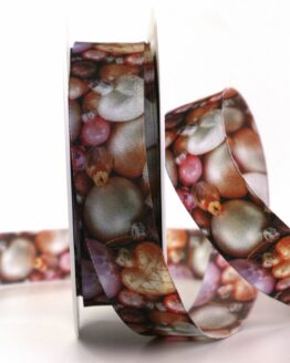 Dekoband Christbaumschmuck, bunt, 25 mm breit, 25 m Rolle - geschenkband-weihnachten-gemustert, geschenkband-weihnachten, weihnachtsband