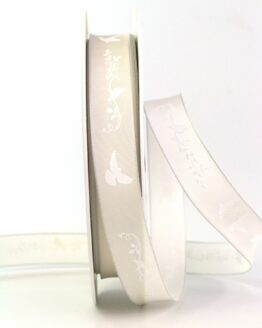 Dekoband Tauben, creme, 15 mm breit, 25 m Rolle - geschenkbaender, hochzeitsdeko, schleifenband-hochzeit, geschenkband-mit-herzen, anlaesse-geschenkband-fuer-anlaesse, geschenkband-fuer-anlaesse