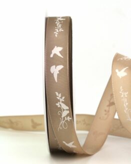 Dekoband Tauben, taupe, 15 mm breit, 25 m Rolle - geschenkbaender, hochzeitsdeko, schleifenband-hochzeit, geschenkband-mit-herzen, anlaesse-geschenkband-fuer-anlaesse, geschenkband-fuer-anlaesse