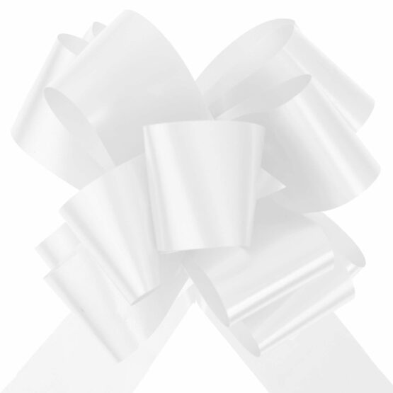 Ziehschleife (Automatikschleife), 50 mm, weiß, 10 Stück - autoschleifen, hochzeitsaccessoires, kommunion-konfirmation, hochzeitsbaender
