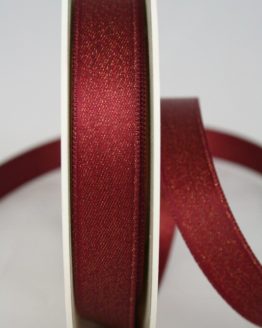 Glitzerndes Satinband bordeaux-gold, 15 mm breit - satinband, weihnachtsband