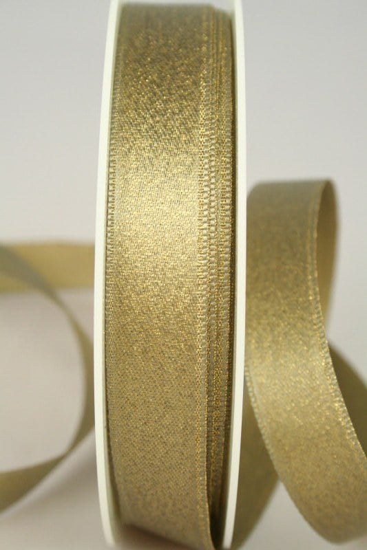 Glitzerndes Satinband altgold, 15 mm breit - satinband, weihnachtsband