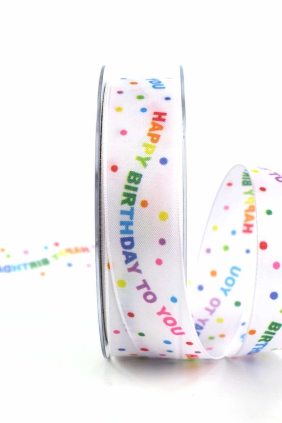 Geschenkband Happy Birthday, 40 mm - bedruckte-everyday-bander, gemusterte-bander, dekobaender