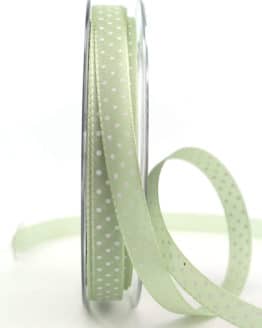 Geschenkband mit Pünktchen, 10 mm, mintgrün - dekobaender-fruehjahr, bedrucktes-satinband, bedruckte-everyday-bander