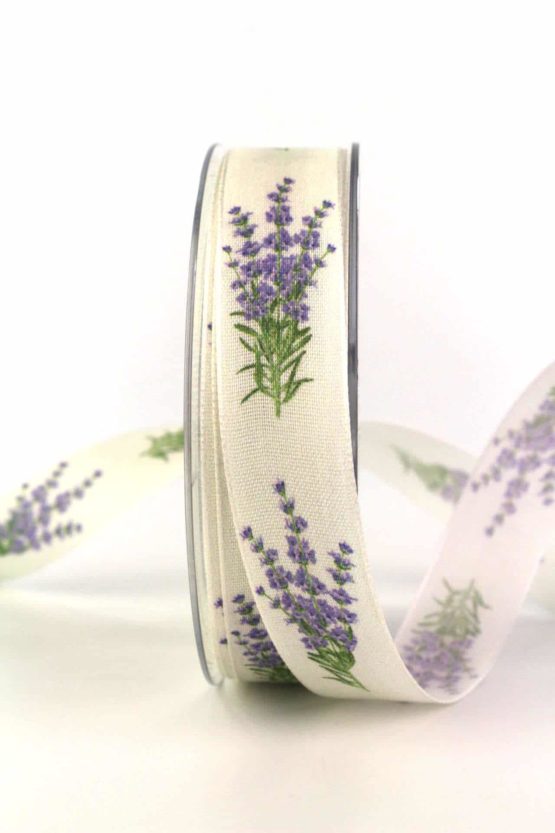 Dekoband Lavendel, 25 mm breit - bedruckte-everyday-bander, gemusterte-bander, bedrucktes-satinband, dekobaender, geschenkbaender, dekoband
