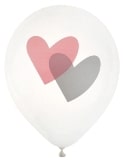 Luftballons m. Herzen, grau-rosa, 8 Stück - hochzeitsaccessoires