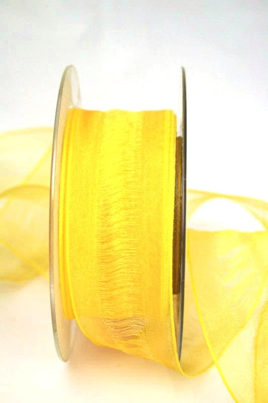 Organzaband Plus gelb, 40 mm breit, BUDGET - organzabaender