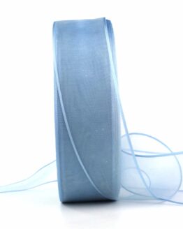 Organzaband mit Webkante, hellblau, 40 mm, 100 m Maxi-Rolle - sonderangebot, organzabaender, organzaband-einfarbig