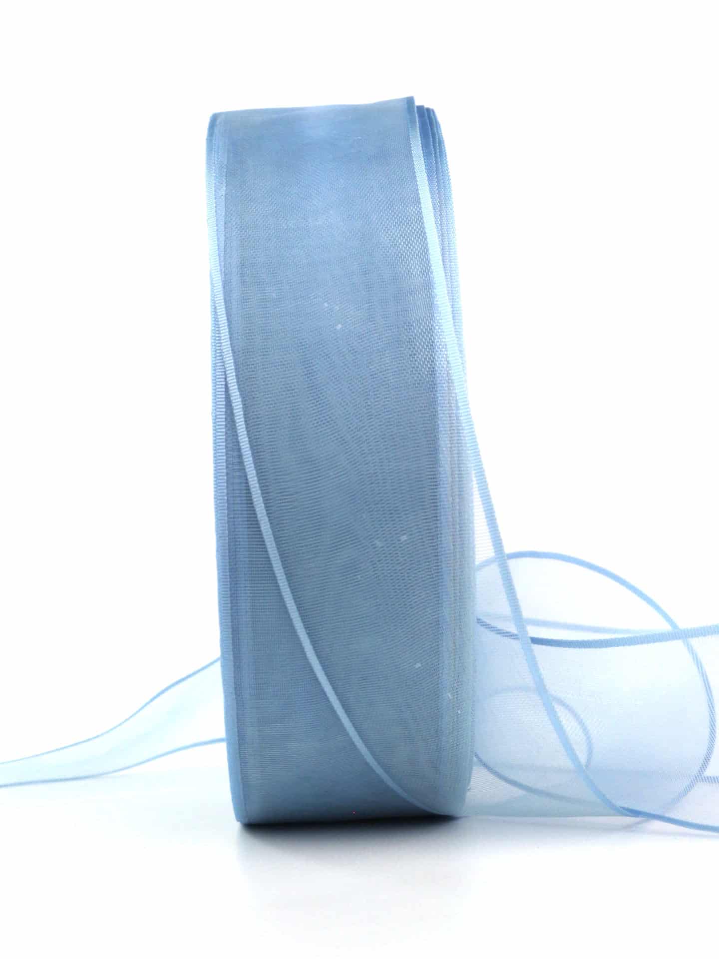 Organzaband mit Webkante, hellblau, 40 mm, 100 m Maxi-Rolle - organzabaender, organzaband-einfarbig, sonderangebot