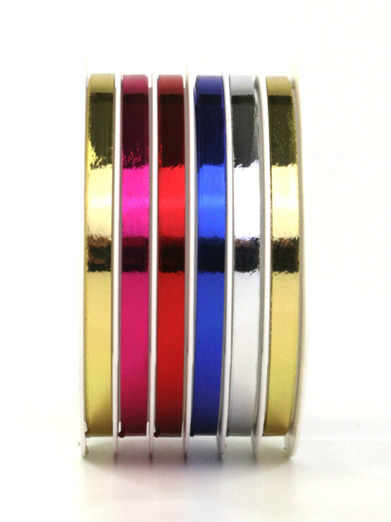 Kräuselband metallic 5 Farben, gold, silber, blau, rot, pink, 5 mm breit, 30 m Rolle - polyband-ringelband, geschenkbaender