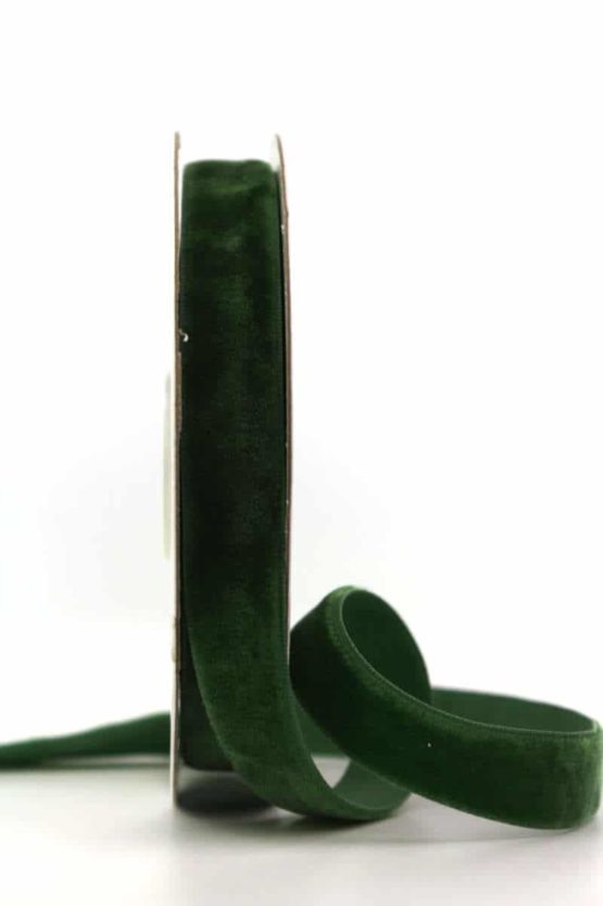 Samtband dunkelgrün, 15 mm - hochzeitsbaender, samtbaender
