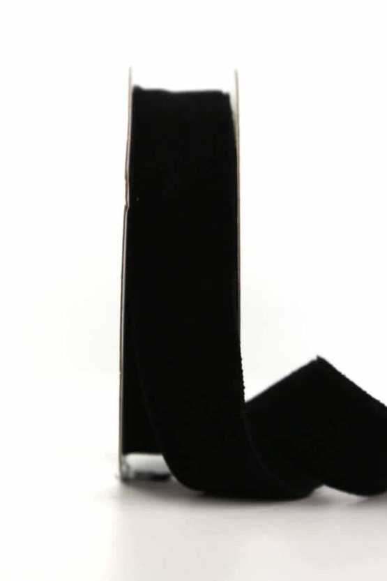 Samtband schwarz, 25 mm - dekobaender, geschenkbaender, samtbaender, einfarbige-geschenkbaender