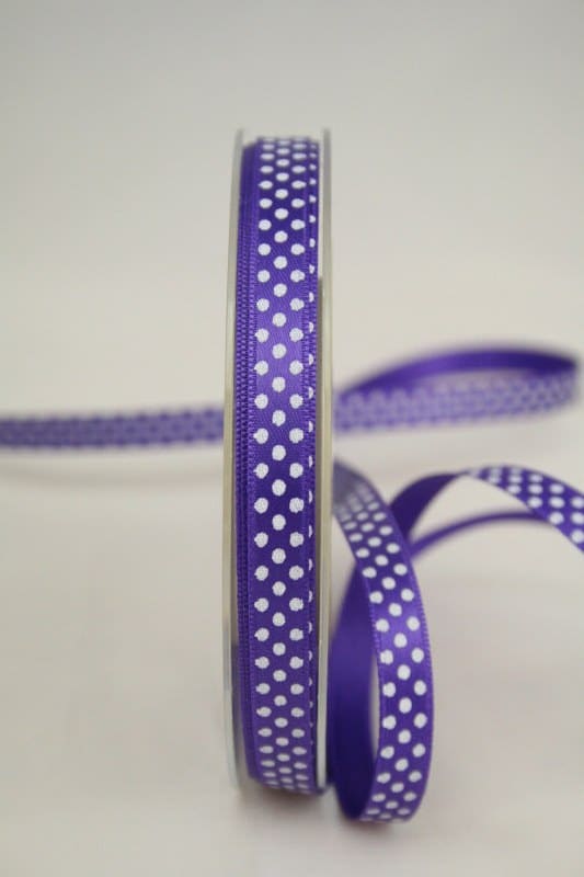 lila Satinband mit Pünktchen, 10 mm breit