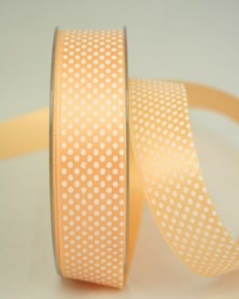Satinband mit Pünktchen, 25 mm, apricot - satinband, bedrucktes-satinband, bedruckte-everyday-bander