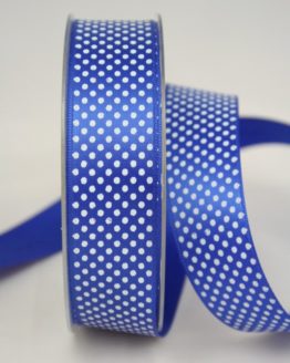 Satinband mit Pünktchen, 25 mm, königsblau - satinband, bedruckte-everyday-bander, bedrucktes-satinband