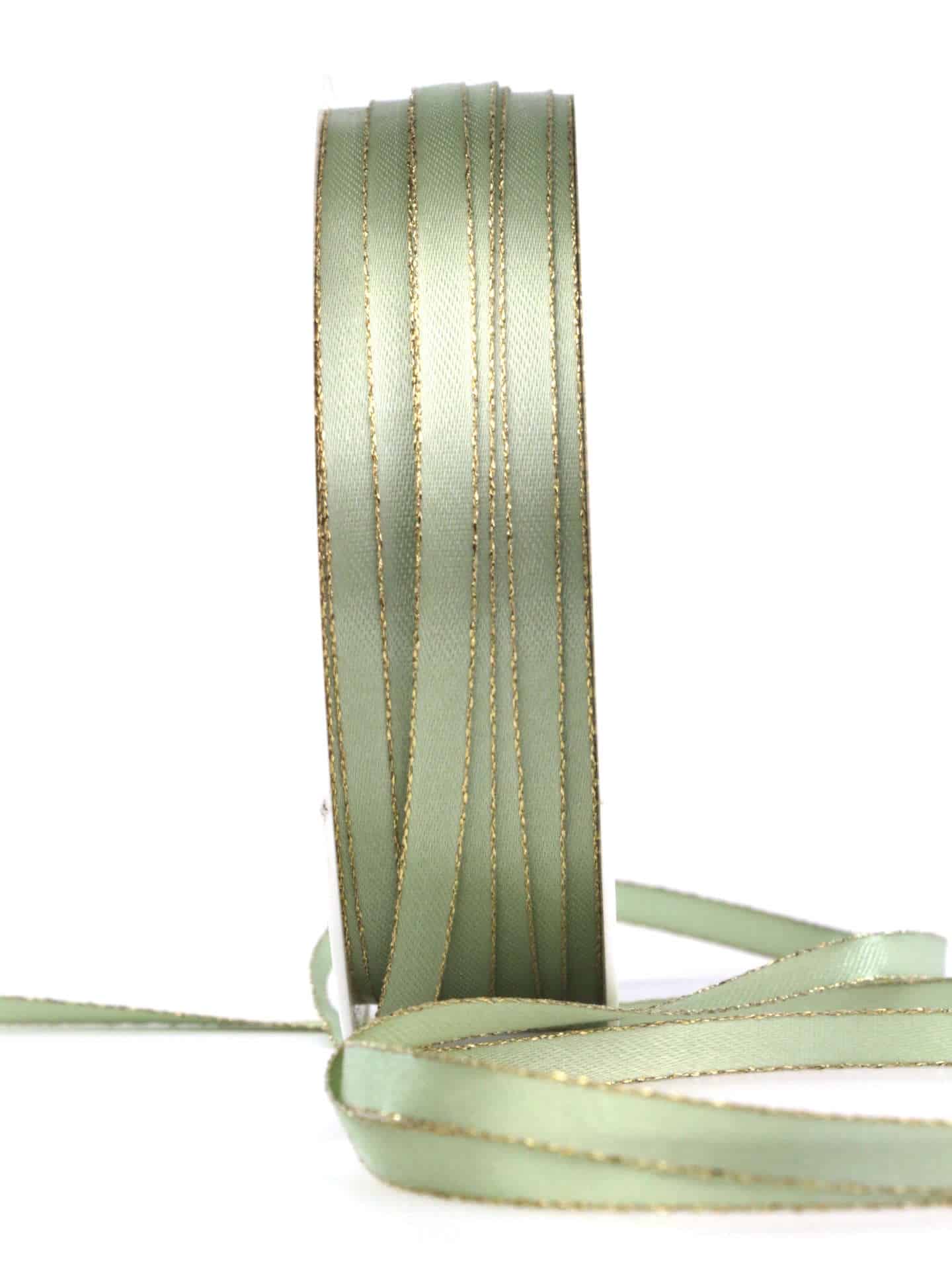 Satinband mit Goldkante, 6 mm breit, mintgrün - satinband-goldkante, satinband