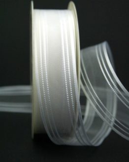 Schleifenband für Hochzeitsfloristik, weiß, 25 mm breit - hochzeitsbaender