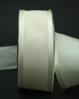 Schleifenband Satin/Moiré, creme, 40 mm breit - hochzeitsbaender