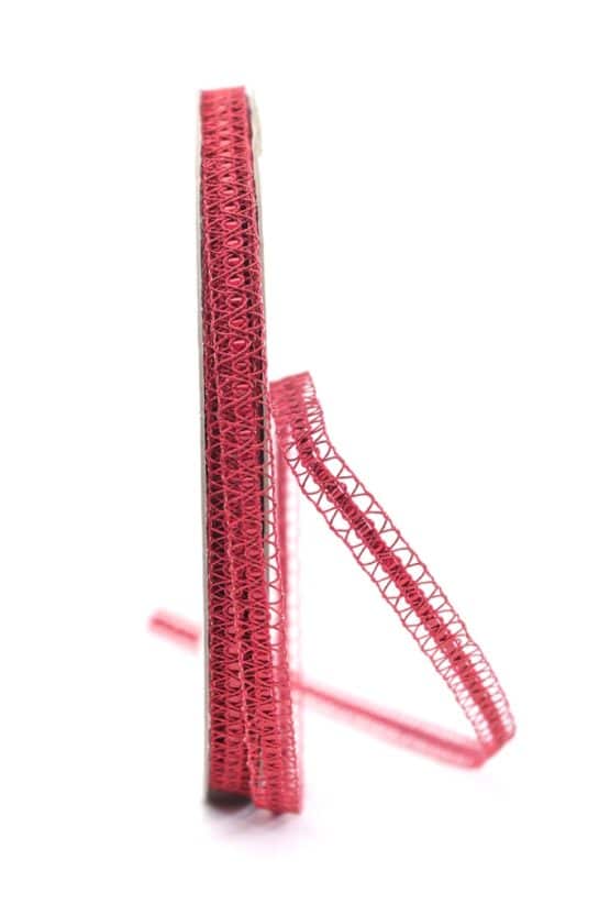 Schmale Dekolitze, rot metallic, 10 mm - dekogirlande, weihnachtsband