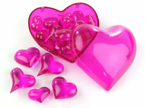 Streuherzen Acryl pink, Größen sortiert, 16 St. - hochzeitsaccessoires, valentinstag