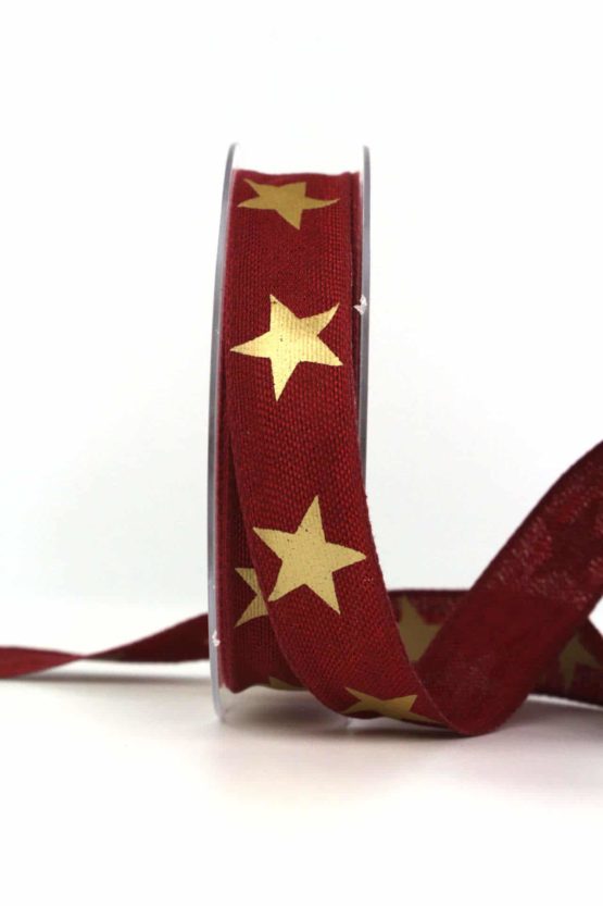 Dekoband Weihnachten, bordeaux-gold, 25 mm, mit Draht - weihnachtsband