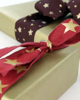 Dekoband Weihnachten, bordeaux-gold, 25 mm, mit Draht - weihnachtsband