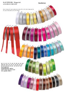Farben der Bänder, die individuell bedruckt werden können -