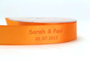 zweizeiliger Druck 25mm Satinband rot-orange Hochzeit -